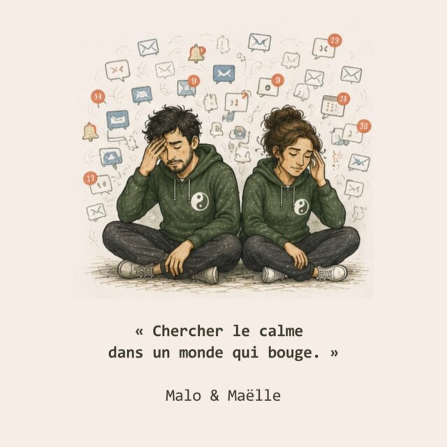 🌿 Faites connaissance avec Malo & Maëlle et notre association !

Eux aussi connaissent les journées qui s'enchaînent : les notifications, les réunions, les trajets, les imprévus, la charge mentale… Bref, le quotidien de beaucoup d'entre nous.

Au fil de nos publications, ils partageront avec vous des situations de la vie de tous les jours, et leurs réflexions inspirés du Qi Gong et du Tai Chi pour respirer, retrouver de l'énergie et prendre du temps pour soi.

Malo et Maëlle partent à la découverte de ces arts énergétiques chinois et vont découvrir qu'il n'est pas nécessaire de tout changer pour aller mieux : parfois, quelques instants de calme, un mouvement, une respiration ou une posture aident à retrouver son équilibre.

Notre association vous accueille à Chartres-de-Bretagne pour découvrir le Qi Gong et le Tai Chi dans une ambiance conviviale, bienveillante et accessible à tous, quel que soit votre âge ou votre niveau.

✨ Si vous cherchez une activité qui aide à mieux gérer le stress, à retrouver de la mobilité, de la sérénité et de l'énergie au quotidien, nous serons heureux de vous accueillir.

Bienvenue dans l'aventure de Malo, Maëlle… et peut-être bientôt la vôtre. 🌱

#QiGong #TaiShi #ChartresDeBretagne #BienÊtre #GestionDuStress #Respiration #Équilibre #VieActive #Association #PrendreSoinDeSoi